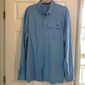 Under Armour men’s cooling button down shirt blue XL